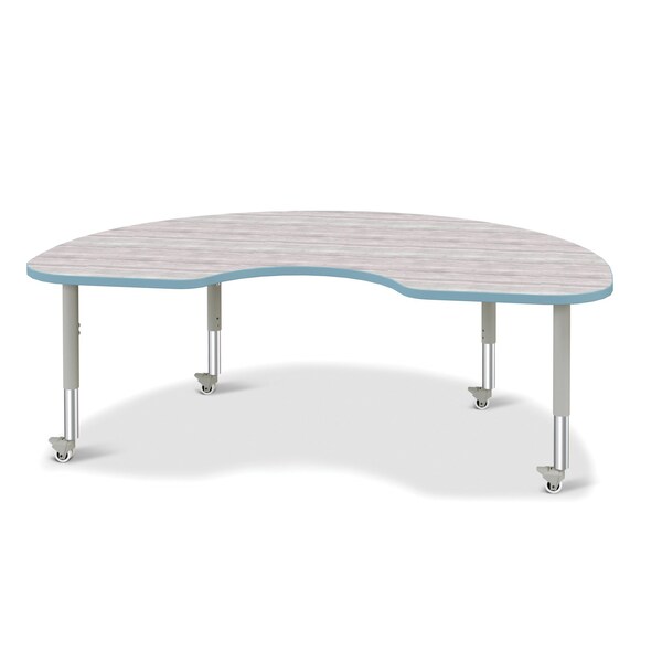 Berries Kidney Activity Table, 48 in. x 72 in., Mobile, Driftwood Gray/Coastal Blue/Gray